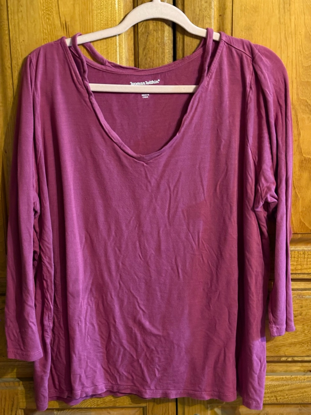 Woman Within  Plum V-Neck Long Sleeve Top 22/24